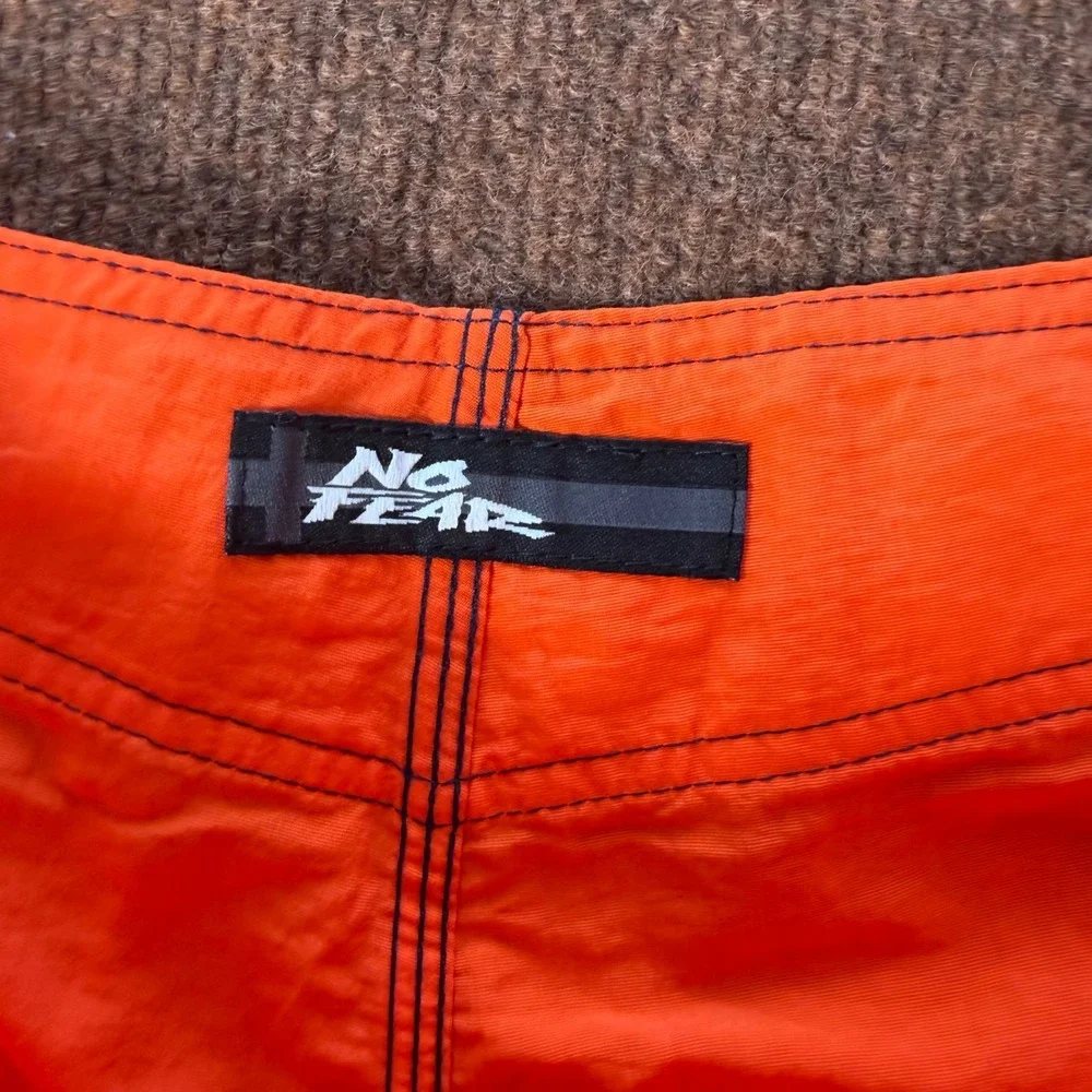 No Fear Pluto 2 Board Shorts Mens 32 Orange Vintage Cargo Swim Trunks SB033 NWT